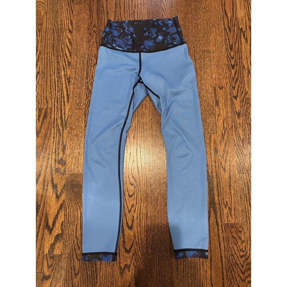 Lululemon Wunder Train High Rise Leggings Size 4 Blue Floral Athletic Yoga Pants - Picture 8 of 8